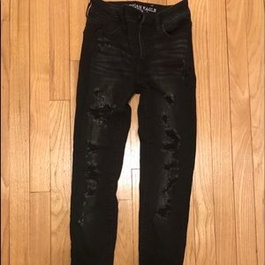 American eagle comfy black ripped skinny jeans
